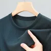 Camisetas masculinas novas camisetas pendentes redondas de pescoço curto de mangas curtas moda confortável e elástico Topl2404