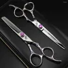 Hair Scissors Titan Professional Barber Tools Hair Scissor Purple Flower Plum Blossom Handle Hairdressing Scissors Q240425