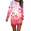 Vestidos informales para mujer Cuello redondo redondo Ligero Sociedad de manga larga Camisas de amor Mini Valentín Vestido Vestido