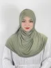 Hijabs muslimska hijab flerfärgad bekväm högkvalitativ borstad fast färg kvinnors malaysiska huvudduksband täcker lång halsduk D240425