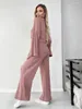 Ande de sono feminino Marthaqiqi Loose Ladies Nightwear Suit O-Gobes Mangueira Longa Croft Croft Nightie Palnta de perna larga Pijama 2 Peça Conjunto