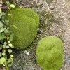 Dekorativa blommor 5 datorer Växtdekor Simulerad Moss Stone Flocked Lawn Micro Landscape Ornament Decoration (5st) Faux Mossy Stones