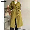 Trench Coats Femme Coat à lacets à double poitrine simple 2024 Spring Automne Spring Wild Elegant Long Breaker Extérieur