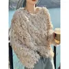 Kvinnors stickor koreanska chic paljetter franströja mujer 2024 Fall O Neck Plush Knit Pullover Y2K E Girl Long Sleeve Tops