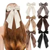 Fashion Girls satin Bows hairpins INS kids double Bow long ribbon hair clip boutique children princess barrettes accessories Z7872