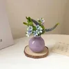 Wazony 7 cm Mała baza ceramiczna Ins prosta japoński dom domowy w ganku Wazon biały różowy fioletowy niebieski suchy kwiat hydroponika