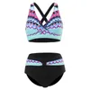 Bikinis d'été de maillots féminins Femmes Cross High Waited Push Up Swimsuit 2024 Femme Suisse de baignade Bikini Set Boho Beachwear