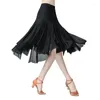 Robe d'entraînement en mailles d'usure de scène Irregular Long jupe moderne Waltz National Standard Dance Splicing Ballet 101a