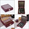 Tin Visit Pourer Openers Home Foil Cutter with Chess Corkscrew Vintage Gift Box Cork Game Wine Opener Tool Set Wooden Board Accessor Dhyhw