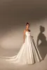 Simple Style Spaghetti Straps Ball Gown Wedding Dress Beading Pearls Neck princess Bridal Gowns With Satin