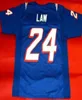 Custom Rare 1995 24 Ty Law Blue White Color Men Game Worn Retro Jersey College Jersey Size S4xl ou Custom tout nom ou numéro Jer1322210