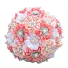 Wedding Flowers Pack With Box Romantic Artificial Rosette Bouquets 2024 Woth Pearl Bridal Bridesmaid Bouquet Accessories