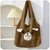 Einkaufstaschen Wintermädchen Großgröße niedliche tierische Welpen Muster Bag Fuzzy Geldbörse Frauen Lamm Wolle Fleece Schulter