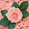 Fleurs décoratives yan 25pcs artificiel box réelle rose en mousse avec tiges pour bouquets de mariage bricolage