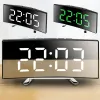 Uhren Spiegel LED Digitale Uhr Kreative digitale Wecker 6 Zoll großes Display USB -Lade-/batteriebetriebenes Nachttisch Tischuhr