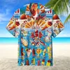 Mäns avslappnade skjortor est löst andas 3d tryck trendig cool mode glassskjortor strandfest toppar korta ärmar sommarmän
