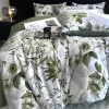 Sets Vintage Green Botanical Flowers Duvet Cover Set 600TC Ägyptische Baumwolle Luxus weiche Bettwäsche Set Quilt Deckbettbettblech Kissenbezüge