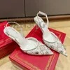 Chaussures nuptiales Sexy Crystal Slingbacks Pumps Femmes Designer Sandales broderie dentelle en dentelle Luxur