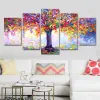 5 Panneau Colorful Tree Painting Imprimé sur toile Affiches d'arbres et imprimés Art mural moderne pour viol pour le salon décor