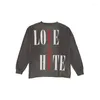 Hoodies masculins Lovehate Cracked Print High Street Vintage T-shirt Fashion and Women's Woked Old Long Manches