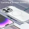 Étuis de téléphone transparent magnétique pour iPhone 15 Pro Promax 14 13 Plus 12 Pro Max Pink Phone Hover sans fil Charge avec un package de vente au détail.