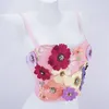 Kvinnors tankar Kvinnor Summer 3D Flowers Camisole Tops With Bra Kawaii Bustier Corset Crop Top för att slitna High Street Club Party Outwears