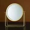 Miroirs Makeup Miroir Luxur Luxury Retro Europe Metal Gold Home Desktop Square Round Mirror Dormitory Makeup Makeup Mirror