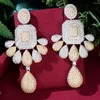 Dangle Ohrringe Godki Luxus afrikanischer Party Ohrring für Frauen Hochzeit Whale Schwanz Kubikzirkonia Kristall Dubai Brautschmuck