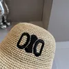 Top Quality Designer Straw Bucket Hat for Women Handmade Crochet Wide Brim Hats Embroidered Letter Sunshade Beach Cap