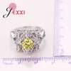 Klusterringar Fashion Women Round 925 Sterling Silver Ring Yellow Cubic Zirconia Crystal Engagement Wedding Female Bague Jewelry