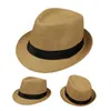 Caps chapeaux Enfants Enfants Summer plage paille de paille jazz panama trilby fedora chapeau gangster capu