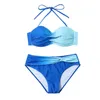 Damen Badebekleidung Dot Bikini Hanging Neck Sexy Krawatte Farbstoff Druck großer Größe Badeanzug Erwachsener Frauen Schwimmhemd