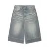 Shorts en jean d'été, shorts minces pour hommes, shorts de travail occasionnels, jeans à cinq points de jambe droite lâche lavée pour hommes