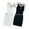 Women Tight Fitted Dress Bowknot Strap Dresses Crystal Letter Sexy Dress Summer Party Sleeveless Dresses