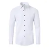 Chemises décontractées pour hommes à quatre côtés de chemise à manches longues élastique à quatre côtés avec une sensation verticale soyeuse