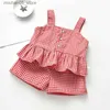 Ensembles de vêtements Fashion Baby Girl Summer Claid Clothes Set Strap Shirt + Shorts 2pcs Infant Toddler Child Casual 1-5y Q240425