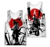 Herren-Tanktops Samurai Oni Mask Tattoo 3D überall über bedruckte Männer Weste Sommer Harajuku ärmellose T-Shirt Unisex Casual Polyester