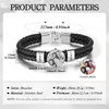 Personalize Men Leather Bracelets with Beads 2-4 Names Charm Po Bangle Stackable Jewelry Gift for Father Dad Grandpa Son 240416