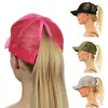 Czapki kulkowe letnia czapka dla kobiet kucyk baseballowa czapka siatkowa regulowana golf sportowy kapelusz solidny kolor high niechlujny czapka bułka dla dziewczyny J240425