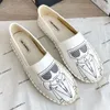 كارل لاجيرفيلد امرأة مصممة حذاء الصياد espadrilles فستان أحذية فاخرة مطرزة النعال النسيج شريحة أسود أبيض أبيض.