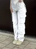 Y2K Womens Street Street Hip-Hop-Stil High Tailled Mode Trend Workwear Denim Hosen Freizeithosen 240415