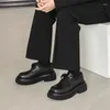 Lässige Schuhe Herren arbeitende Leder Schnürung atmungsaktivem Retro Schwarz für Männer Outdoor -Plattform Zapatillas Hombre