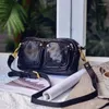 Drawstring 2024 Hand-made Old Washed Cowhide Vintage Crossbody Bag With Wide Shoulder Strap Multi-pocket Soft Leather