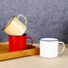 678 cm Emaille Cup Retro -stijl Crème Kleur Water Mok Niet -brandstof Basis Drink Bottle Koffie Bear Tea Outdoor Camping Accessoires 240422