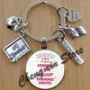 Keychains lärare Keychain Tack Text Pendant Glass Crystal Key Ring Car for Teache