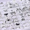 Clusterringe 20pcs/Los Punk Snake Animal Hollow Star Moon Kuncle für Frauen Joint Finger Mix Style Juwely Party Geschenke