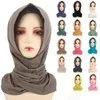 Roupas étnicas hijab muçulmano coloração sólida turbante arabiano nylon hat chapéu de fenda dianteira