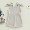 Rompers PUDCOCO Niños Niños Baby Girls Maneveless Romper Camiseta de color sólido Ropa de verano con bolsillos 6M-4T D240425