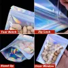 Sacs 100pcs Clear Plastic Zip Lock Silvery Silver Up Up Sac Self Grip Seal Dypack Food Snack Thé Thé Coffee Emballage Caxe Emballage