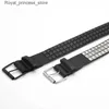 Belts Fashionable rivet belt mens and womens screw belt punk rock with buckle straight black Q240425